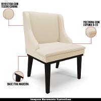 Kit 3 Cadeiras Decorativas Sala De Jantar Base Fixa De Madeira Firenze Pu Bege/preto G19 - Gran Belo - 7