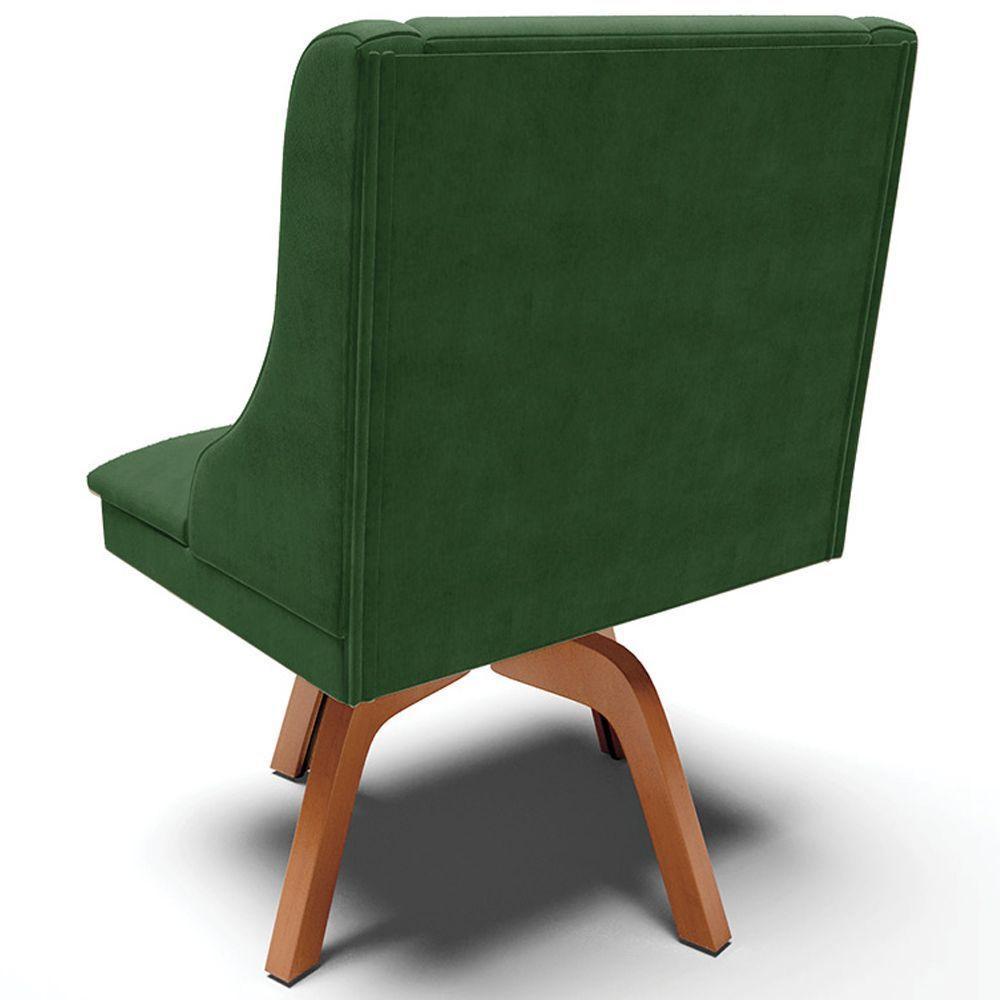 Kit 6 Cadeiras Decorativas Sala De Jantar Base Giratória De Madeira Firenze Suede Verde Esmeralda/natural G19 - Gran Belo - 5