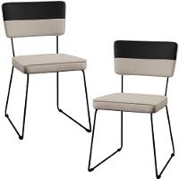 Kit 02 Cadeiras Allana L02 Faixa Preto Bege - 1