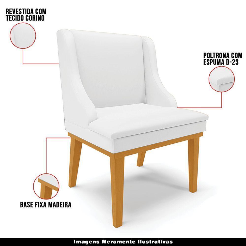 Kit 3 Cadeiras Decorativas Sala De Jantar Base Fixa De Madeira Firenze Pu Branco Fosco/castanho G19 - 7