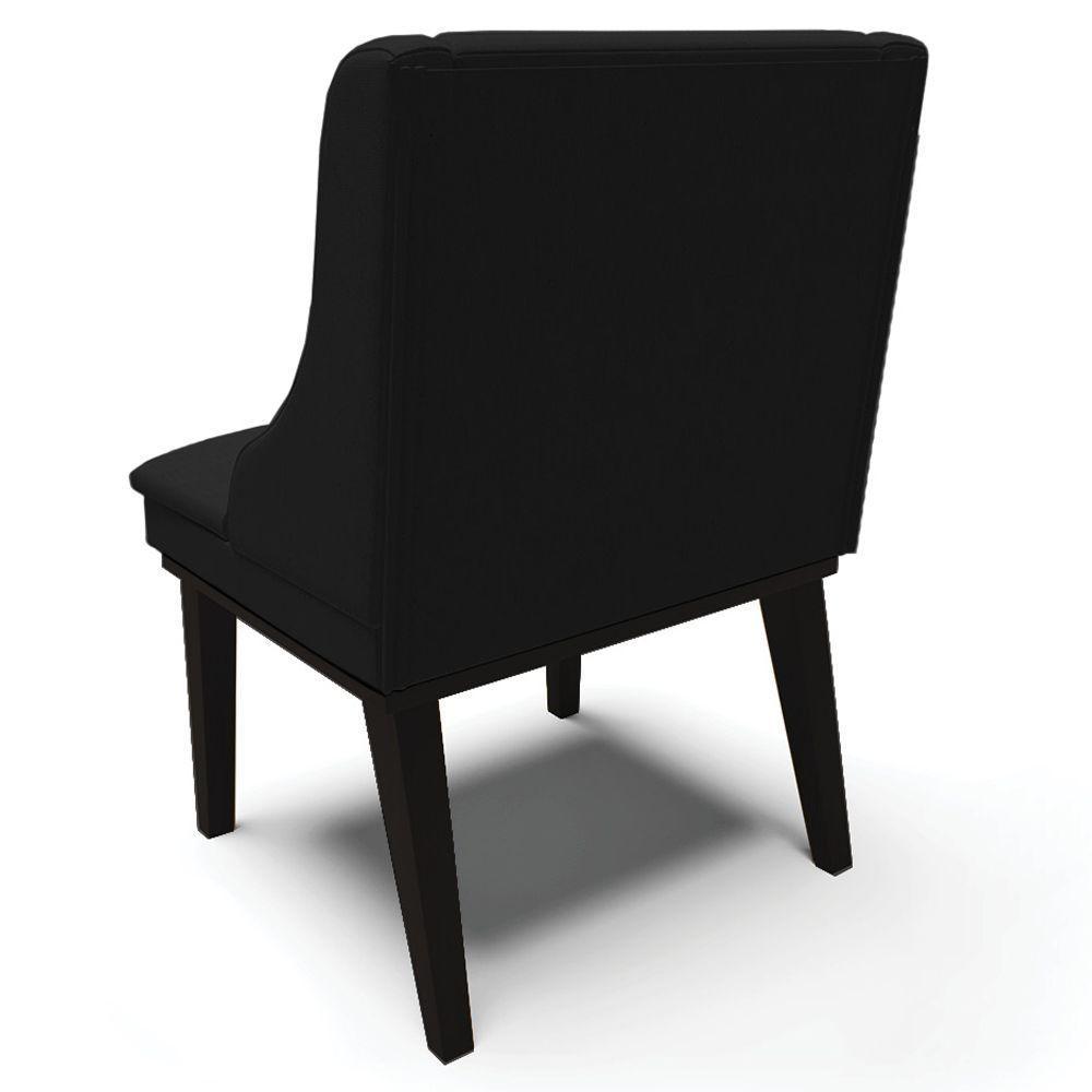 Kit 5 Cadeiras Decorativas Sala De Jantar Base Fixa De Madeira Firenze Linho Preto G19 - Gran Belo - 5