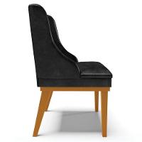 Kit 3 Cadeiras Decorativas Sala De Jantar Base Fixa De Madeira Firenze Pu Preto Brilho/castanho G19 - 2