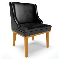 Kit 3 Cadeiras Decorativas Sala De Jantar Base Fixa De Madeira Firenze Pu Preto Brilho/castanho G19 - 3