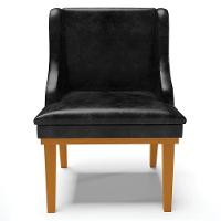 Kit 3 Cadeiras Decorativas Sala De Jantar Base Fixa De Madeira Firenze Pu Preto Brilho/castanho G19