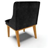 Kit 3 Cadeiras Decorativas Sala De Jantar Base Fixa De Madeira Firenze Pu Preto Brilho/castanho G19 - 5