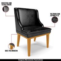 Kit 3 Cadeiras Decorativas Sala De Jantar Base Fixa De Madeira Firenze Pu Preto Brilho/castanho G19 - 7