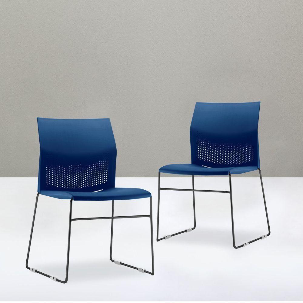 Kit 04 Cadeiras Empilhável Connect F02 Azul Marinho - 4