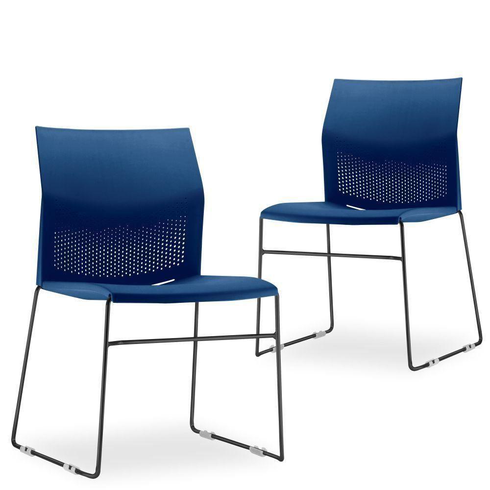 Kit 04 Cadeiras Empilhável Connect F02 Azul Marinho - 5