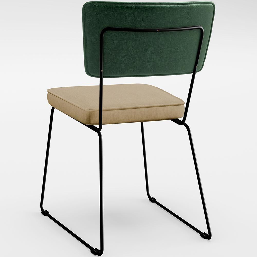 Kit 02 Cadeiras L02 Facto Verde Musgo Linho Bege Escuro - 2