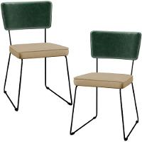 Kit 02 Cadeiras L02 Facto Verde Musgo Linho Bege Escuro - 1