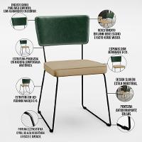 Kit 02 Cadeiras L02 Facto Verde Musgo Linho Bege Escuro - 7