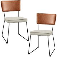 Kit 02 Cadeiras L02 Couríssimo Camel Linho Champagne - 1