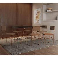 Kit 6 Cadeiras De Jantar Estofadas Marrom Base Cobre