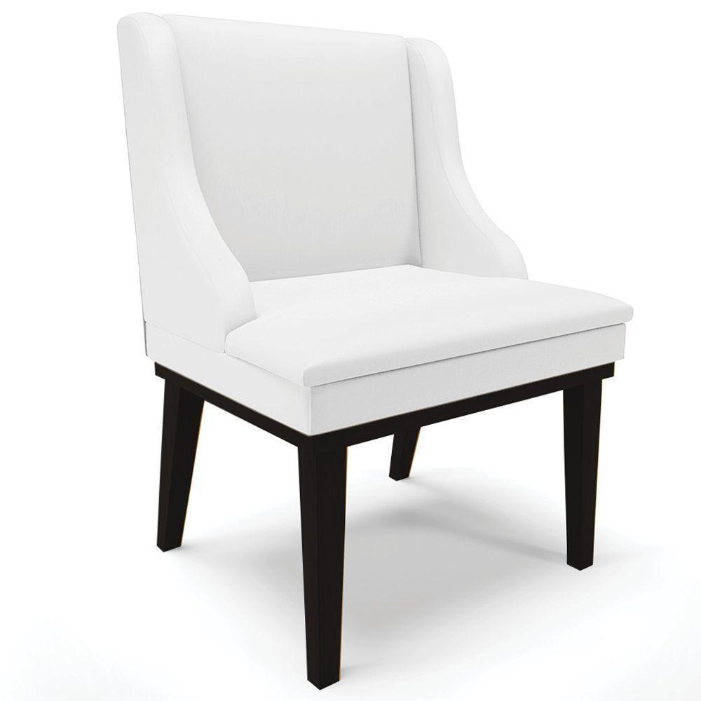 Kit 4 Cadeiras Decorativas Sala De Jantar Base Fixa De Madeira Firenze Pu Branco Fosco/preto G19 - 3