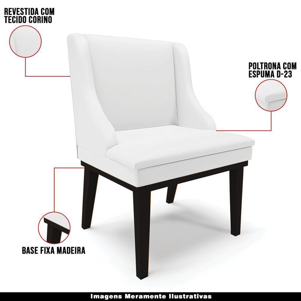 Kit 4 Cadeiras Decorativas Sala De Jantar Base Fixa De Madeira Firenze Pu Branco Fosco/preto G19 - 7