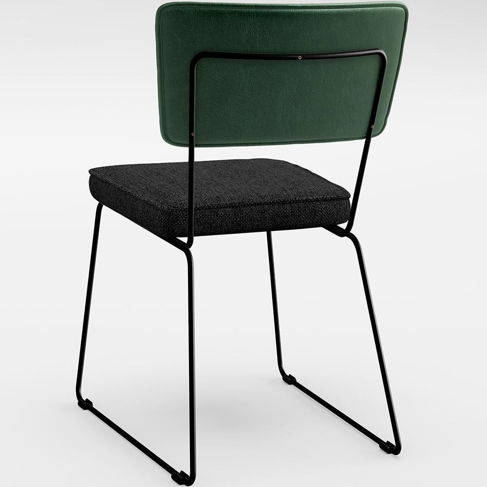 Kit 02 Cadeiras L02 Facto Verde Musgo Linho Chumbo - 2