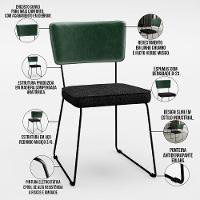 Kit 02 Cadeiras L02 Facto Verde Musgo Linho Chumbo - 7