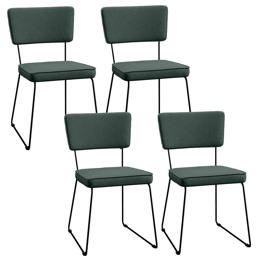 Kit 04 Cadeiras Estofada Para Sala Base Em Aço Verde Musgo - 1