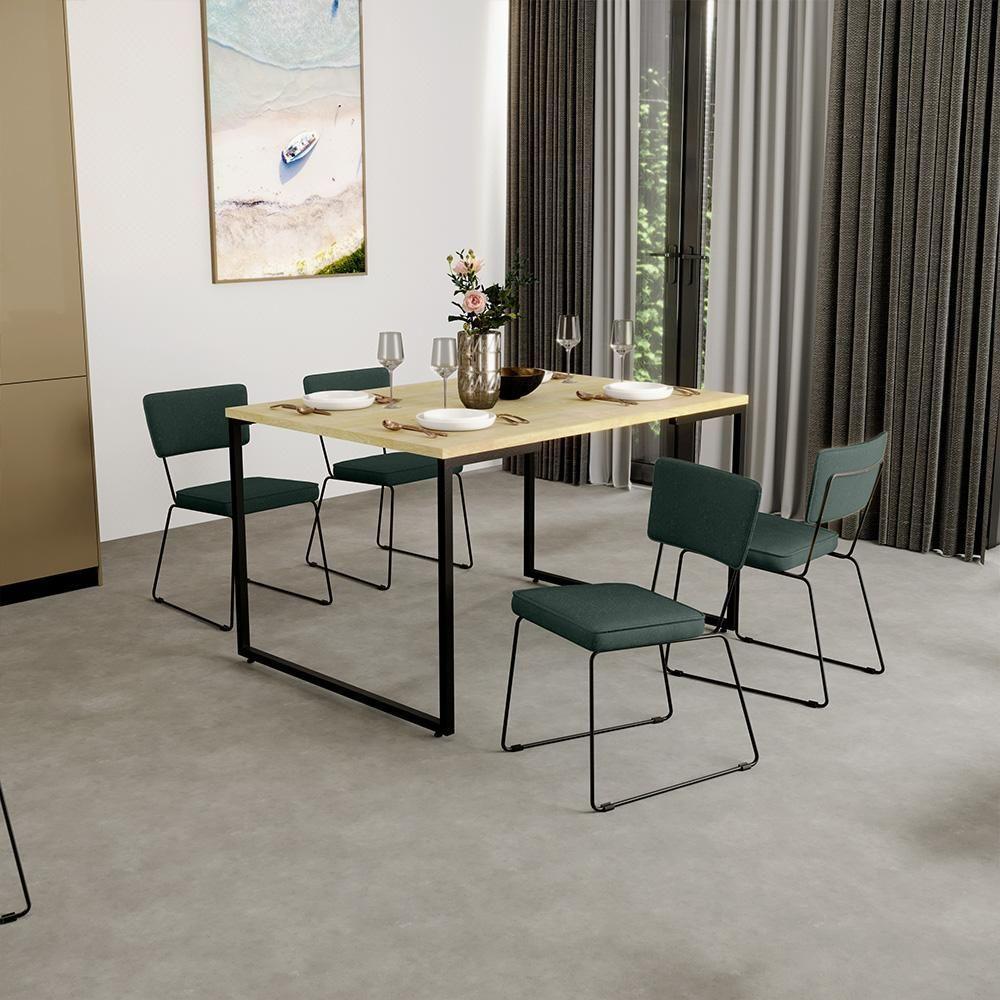 Kit 04 Cadeiras Estofada Para Sala Base Em Aço Verde Musgo - 12