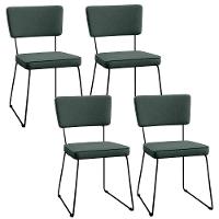 Kit 04 Cadeiras Estofada Para Sala Base Em Aço Verde Musgo - 1