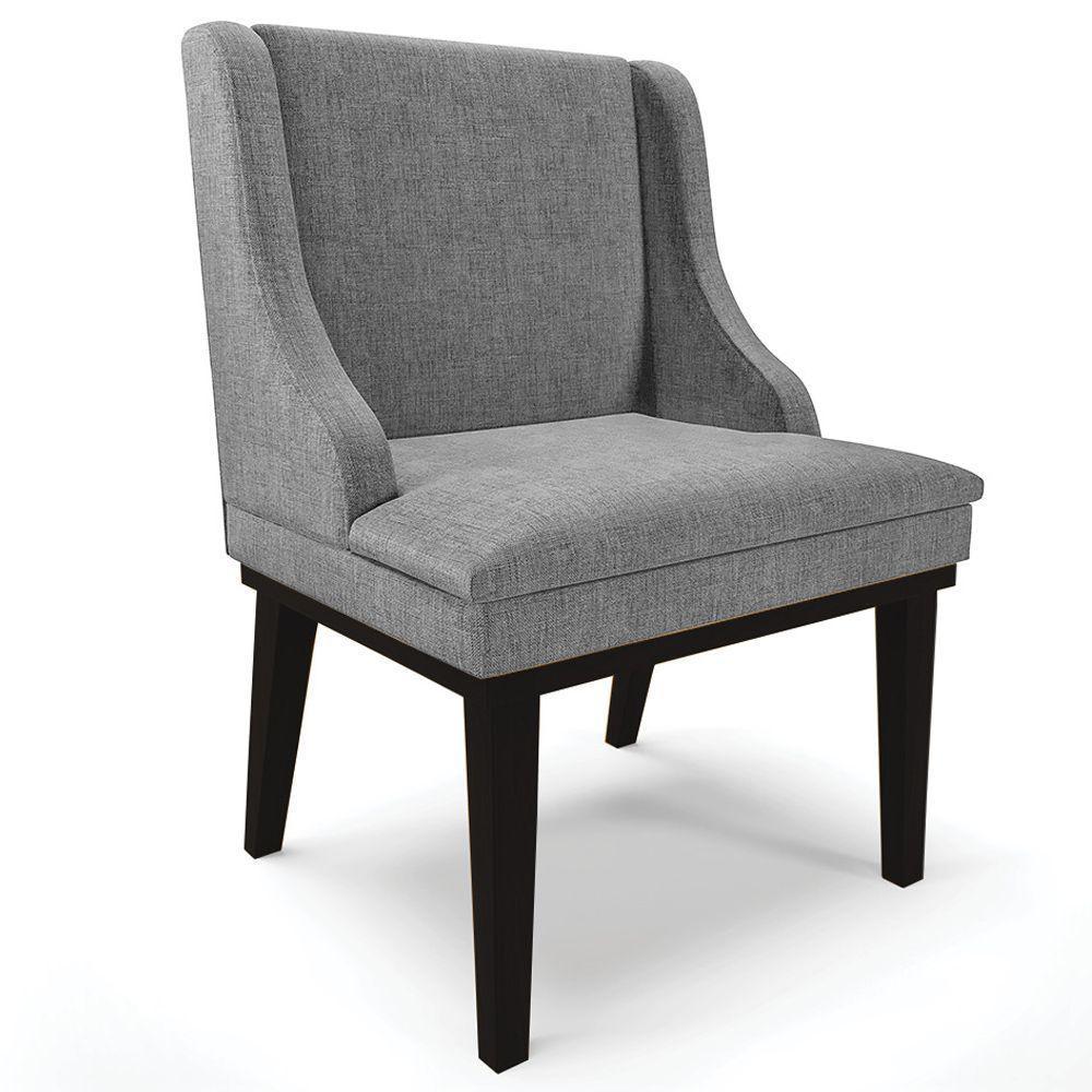 Kit 2 Cadeiras Decorativas Sala De Jantar Base Fixa De Madeira Firenze Linho Grafite/preto G19 - 5