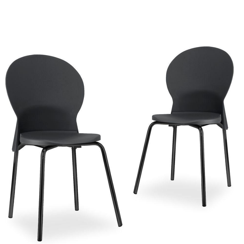 Kit 02 Cadeiras Fixa Base Preta Luna F02 Preto - 1