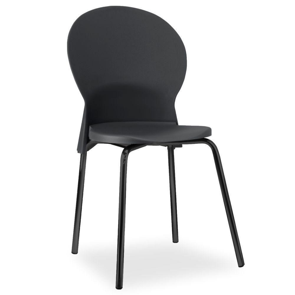 Kit 02 Cadeiras Fixa Base Preta Luna F02 Preto - 5