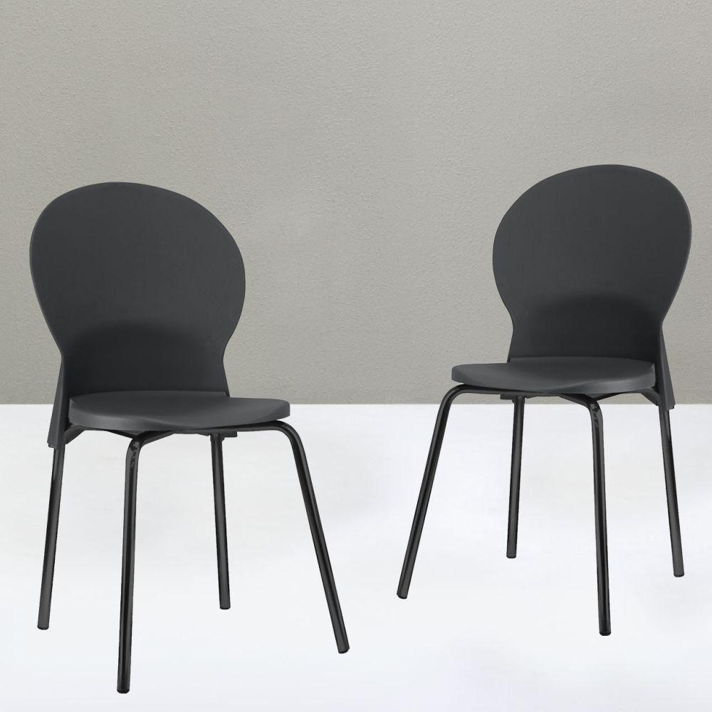 Kit 02 Cadeiras Fixa Base Preta Luna F02 Preto - 6