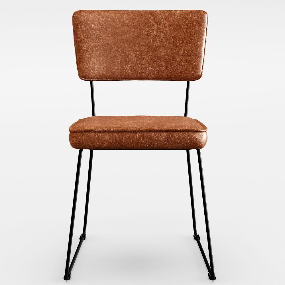 Cadeira Estofada De Jantar Base Em Aço Allana L02 Camel - 6