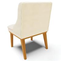 Kit 3 Cadeiras Decorativas Sala De Jantar Base Fixa De Madeira Firenze Veludo Bege/castanho G19 - 5