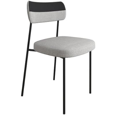 Cadeira Estofada De Jantar Melina F01 Linho Cinza Preto