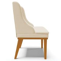 Kit 3 Cadeiras Decorativas Sala De Jantar Base Fixa De Madeira Firenze Linho Bege/castanho G19 - 2