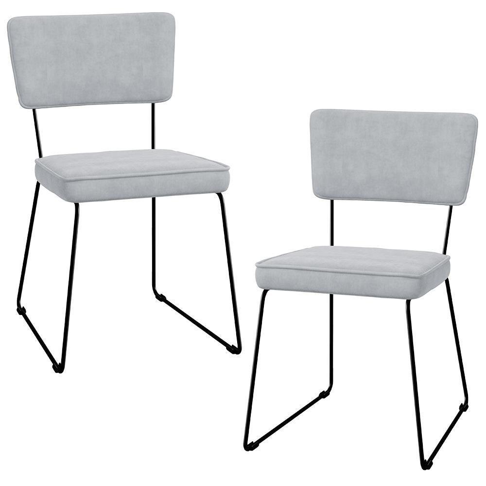 Kit 02 Cadeiras Allana L02 Suede Cinza - 1