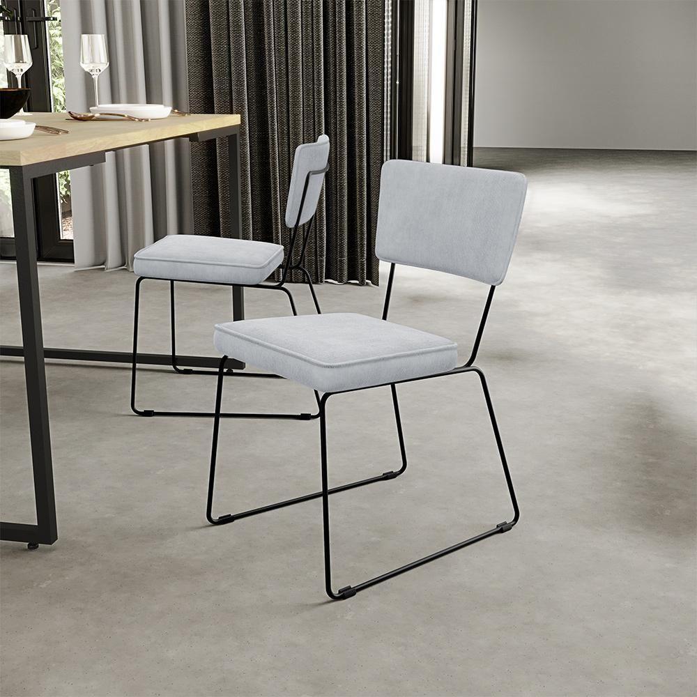 Kit 02 Cadeiras Allana L02 Suede Cinza - 9