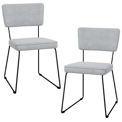 Kit 02 Cadeiras Allana L02 Suede Cinza