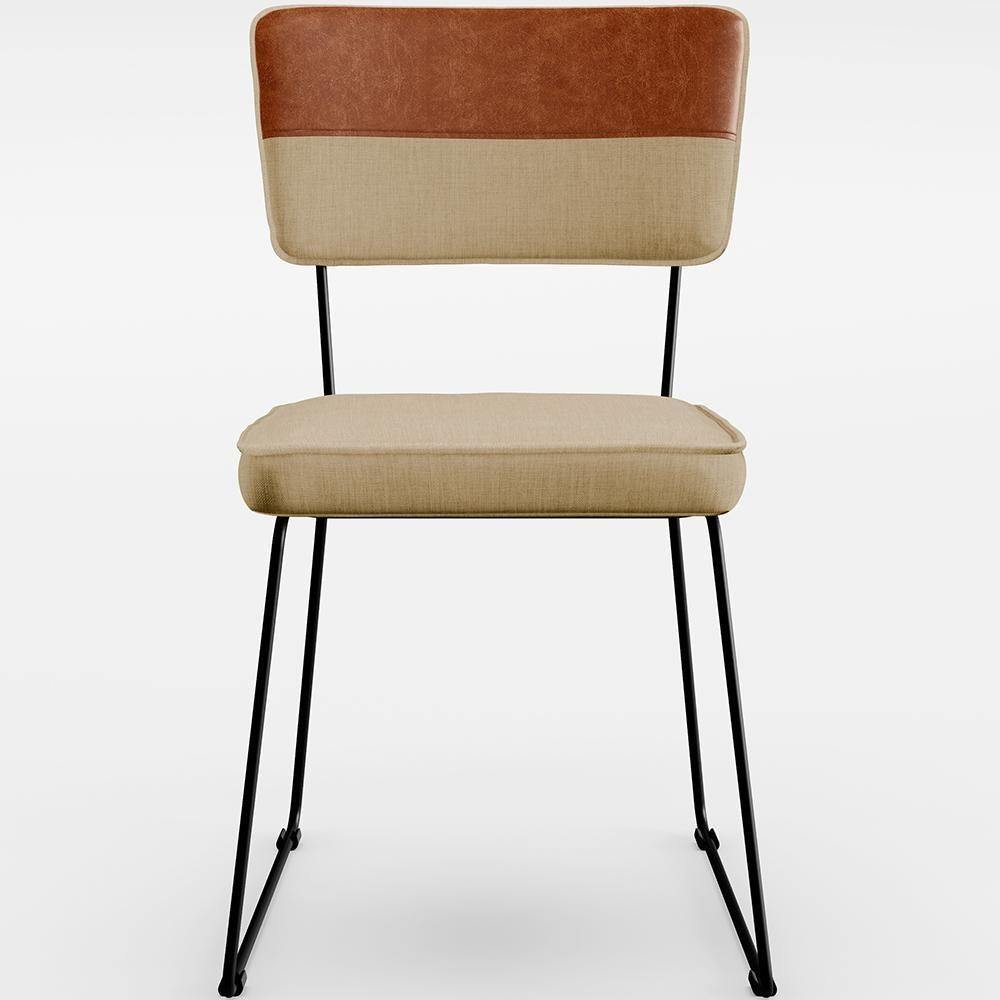 Kit 02 Cadeiras Allana L02 Faixa Camel Linho Bege Escuro - 5