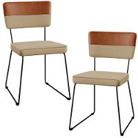 Kit 02 Cadeiras Allana L02 Faixa Camel Linho Bege Escuro - 1