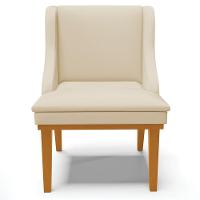 Kit 3 Cadeiras Decorativas Sala De Jantar Base Fixa De Madeira Firenze Pu Bege/castanho G19