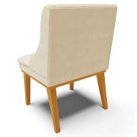 Kit 3 Cadeiras Decorativas Sala De Jantar Base Fixa De Madeira Firenze Pu Bege/castanho G19 - 5