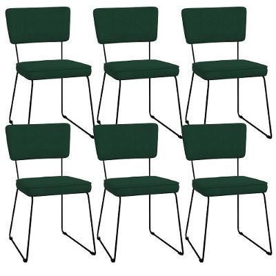 Kit 06 Cadeiras Allana L02 Suede Verde Musgo