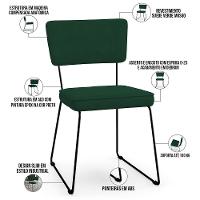 Kit 06 Cadeiras Allana L02 Suede Verde Musgo - 7