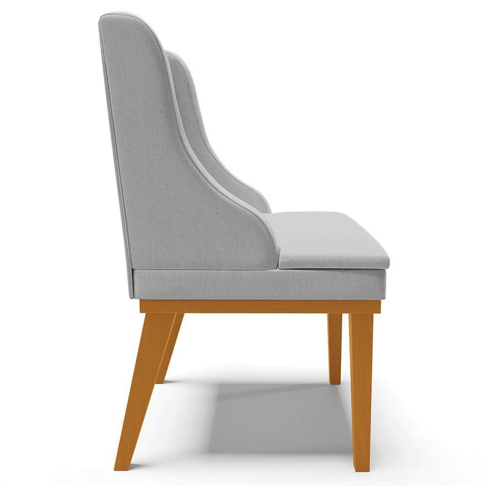 Kit 3 Cadeiras Decorativas Sala De Jantar Base Fixa De Madeira Firenze Linho Cinza/castanho G19 - 2