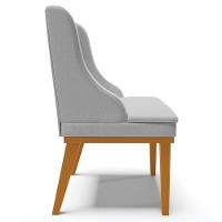 Kit 3 Cadeiras Decorativas Sala De Jantar Base Fixa De Madeira Firenze Linho Cinza/castanho G19 - 2