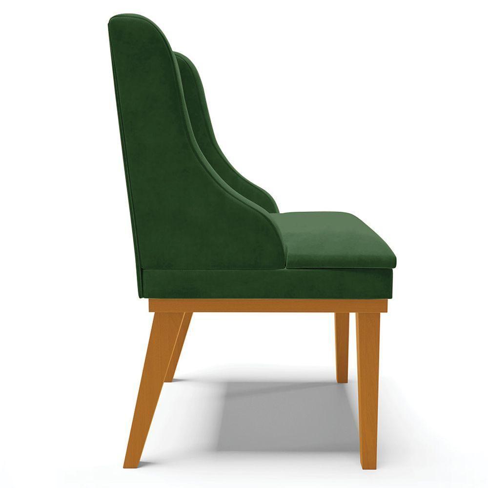 Kit 5 Cadeiras Decorativas Sala De Jantar Base Fixa De Madeira Firenze Suede Verde/castanho G19 - 2