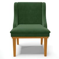 Kit 5 Cadeiras Decorativas Sala De Jantar Base Fixa De Madeira Firenze Suede Verde/castanho G19