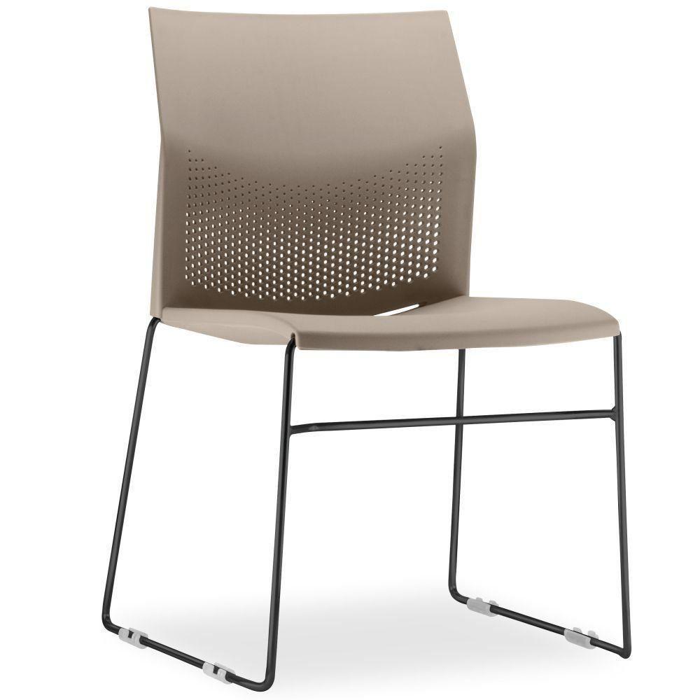 Kit 04 Cadeiras Fixa Base Preta Empilhável Connect F02 Nude - 2