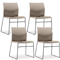 Kit 04 Cadeiras Fixa Base Preta Empilhável Connect F02 Nude - 1