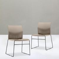 Kit 04 Cadeiras Fixa Base Preta Empilhável Connect F02 Nude - 5