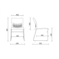 Kit 04 Cadeiras Fixa Base Preta Empilhável Connect F02 Nude - 9