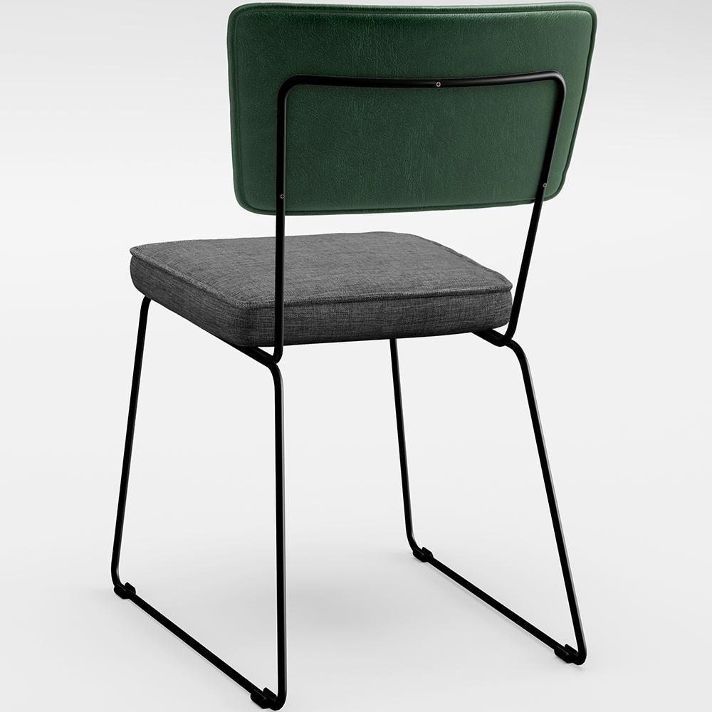 Kit 02 Cadeiras L02 Facto Verde Musgo Linho Cinza Escuro - 2